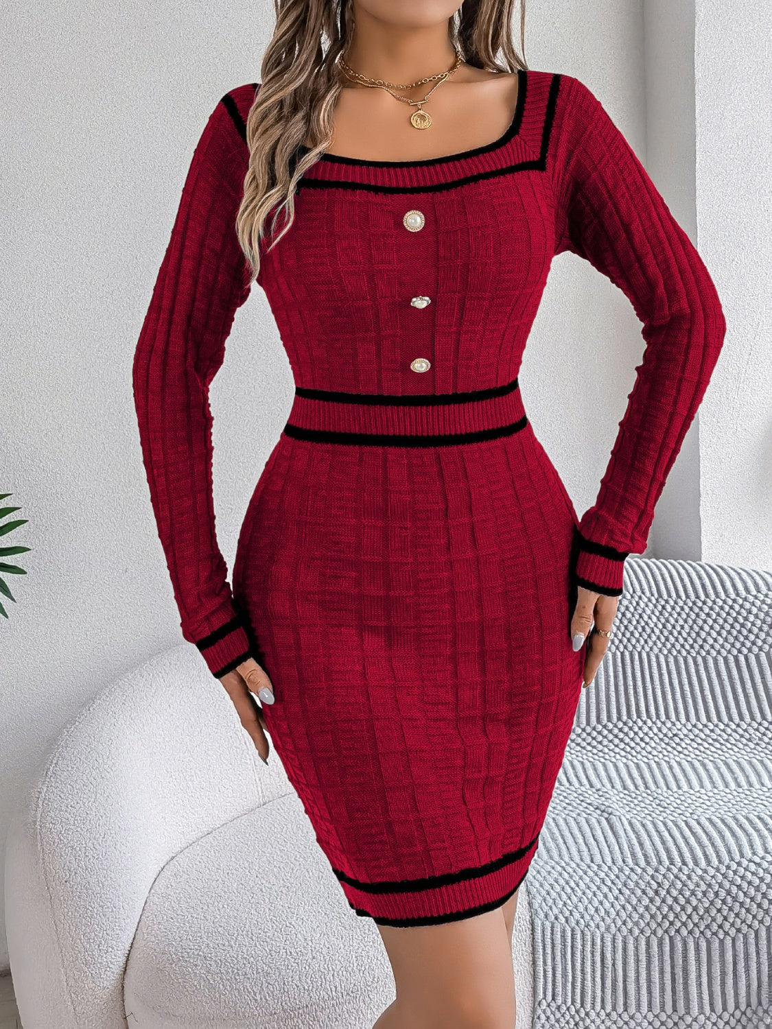 Brooke® | Jumper dress with contrast trim and long sleeves