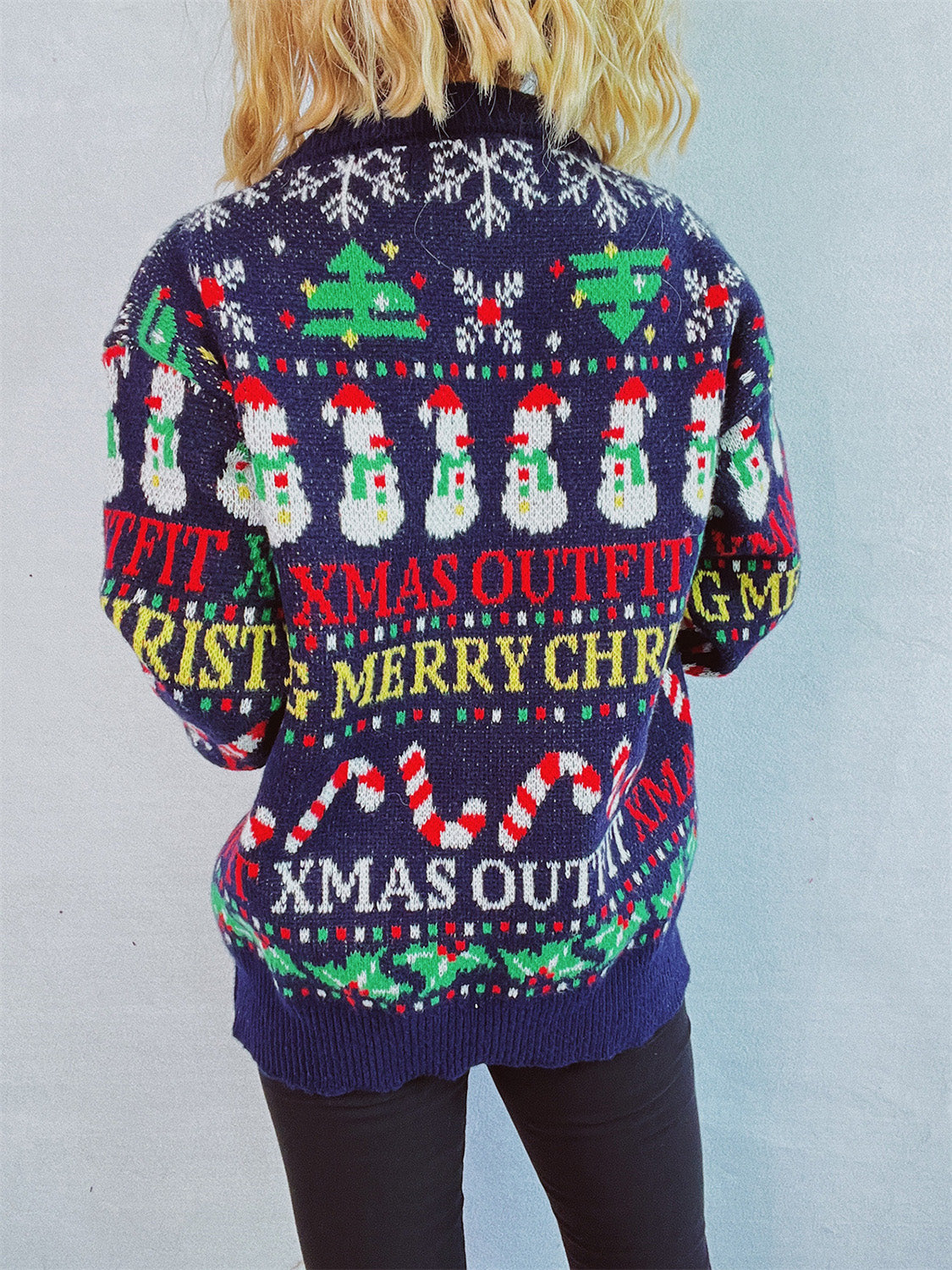 Catarina® | Christmas pattern crew neck long sleeve sweater