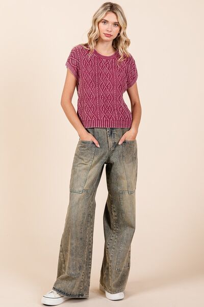 Ashley® | Washed wide-leg jeans with pockets