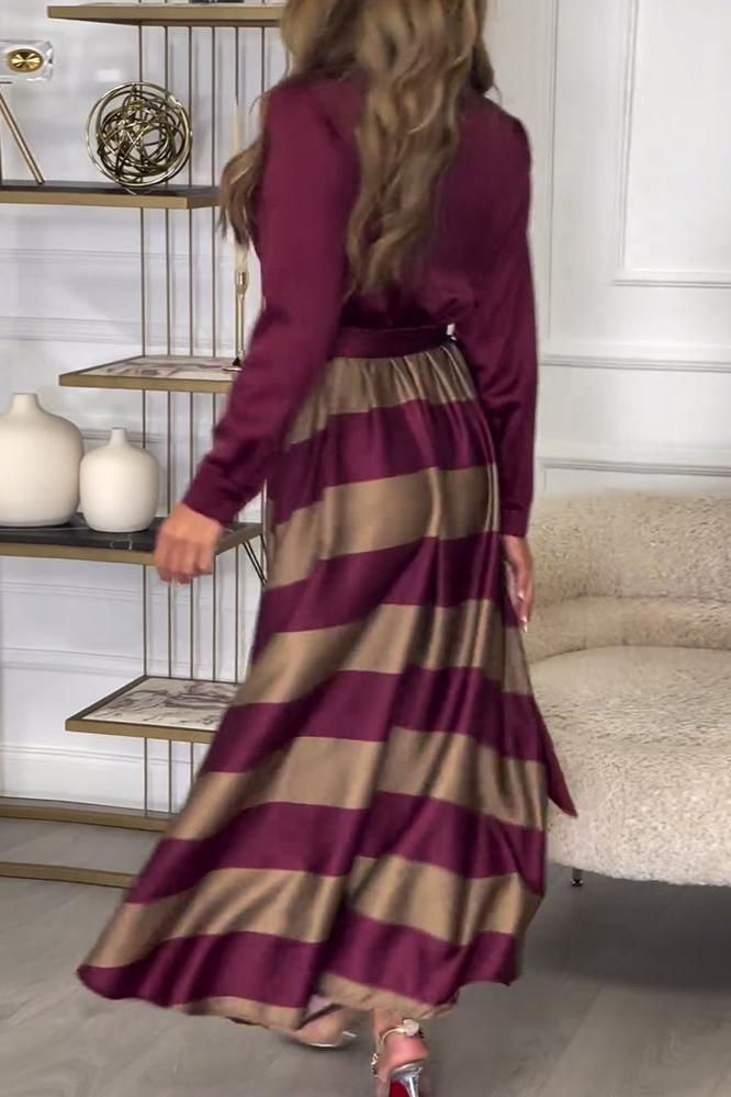 Celeste® | Dress Soft Touch Striped Maxi Dress with Belt