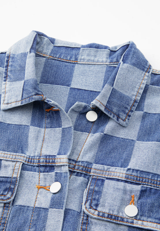 Alicia® | Checked denim jacket with buttons