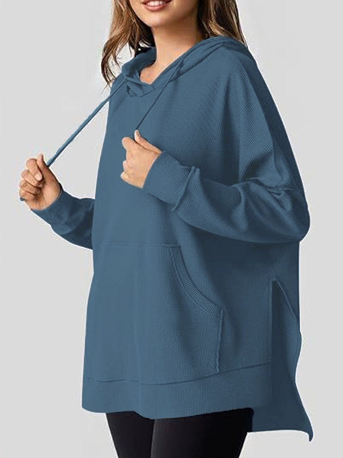 Eleonora® | Long sleeve hoodie with drawstring and slit
