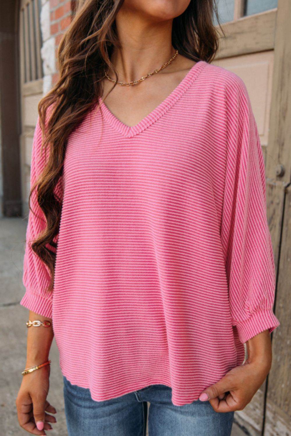 Elisa® | Structured, long-sleeved V-neck top