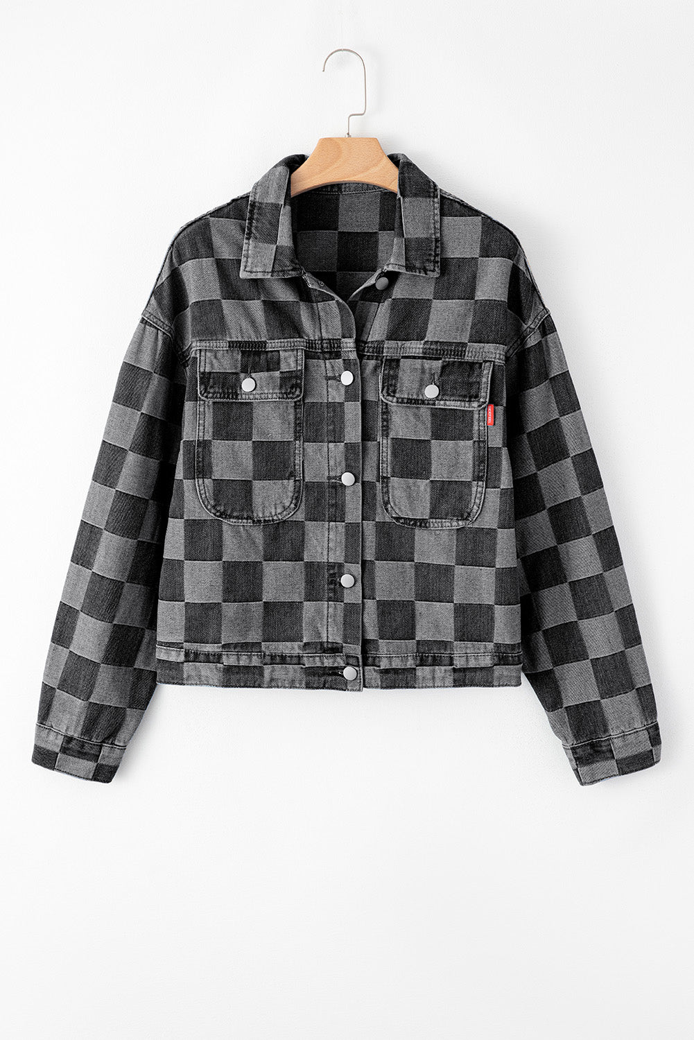 Alicia® | Checked denim jacket with buttons