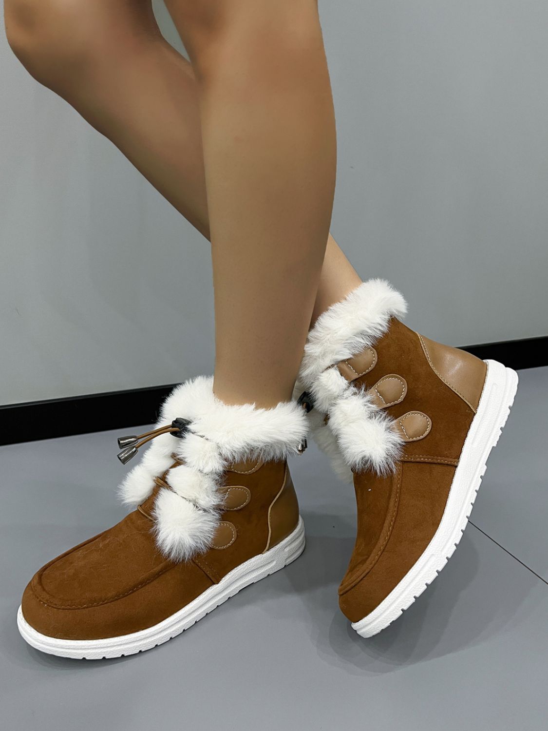 Dolores® | Suede round toe boots with plush detail