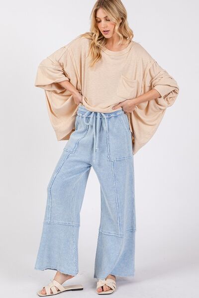 Adeline® | Structured, mineral-washed wide-leg trousers