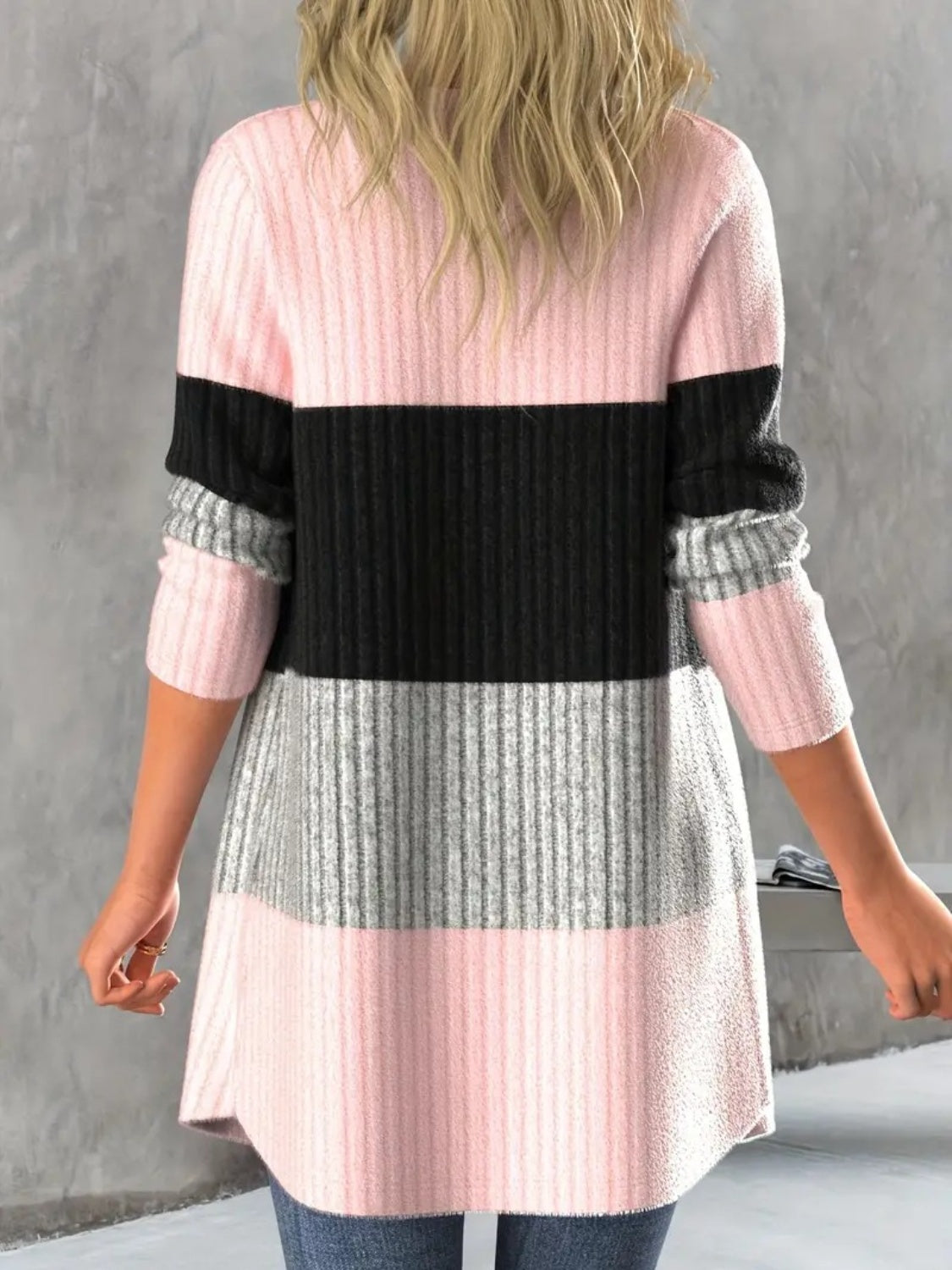 Carmen® | Color block cardigan with open front and long sleeves