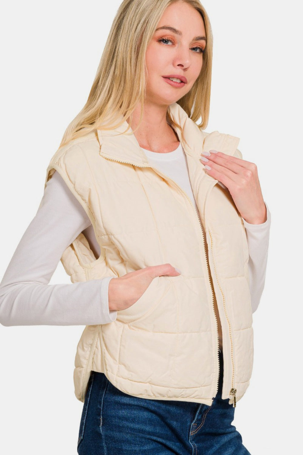 Catarina® | Cropped puffer vest with zip and pockets