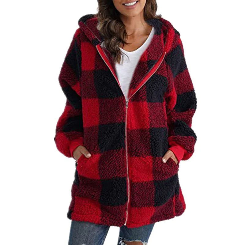 Alina | Checked hooded jacket for women