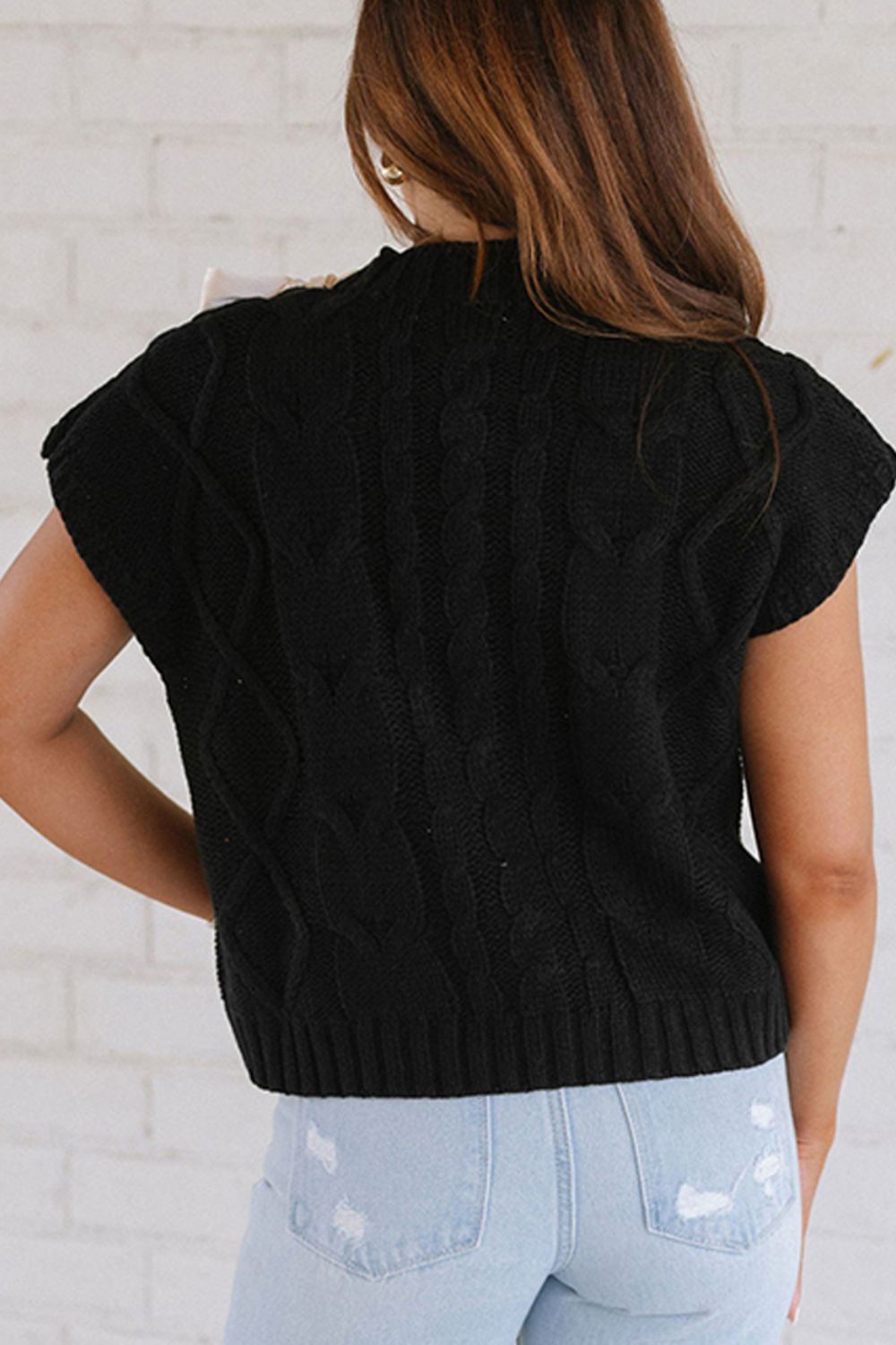 Bianca® | Short-sleeved sweater with stand-up collar and lacing