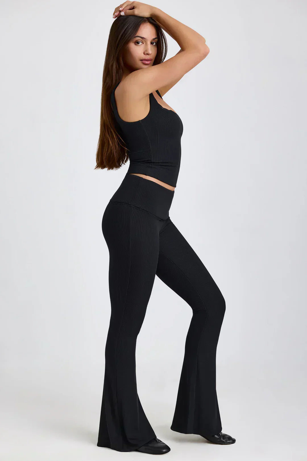 Dana® | Ribbed modal mid-rise flared top and pants