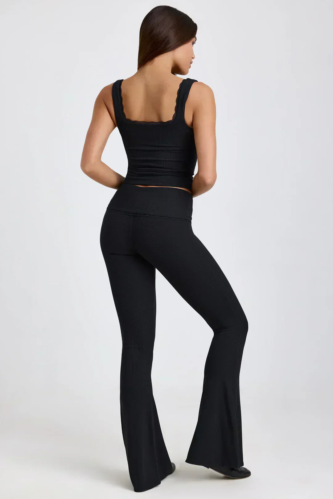 Dana® | Ribbed modal mid-rise flared top and pants