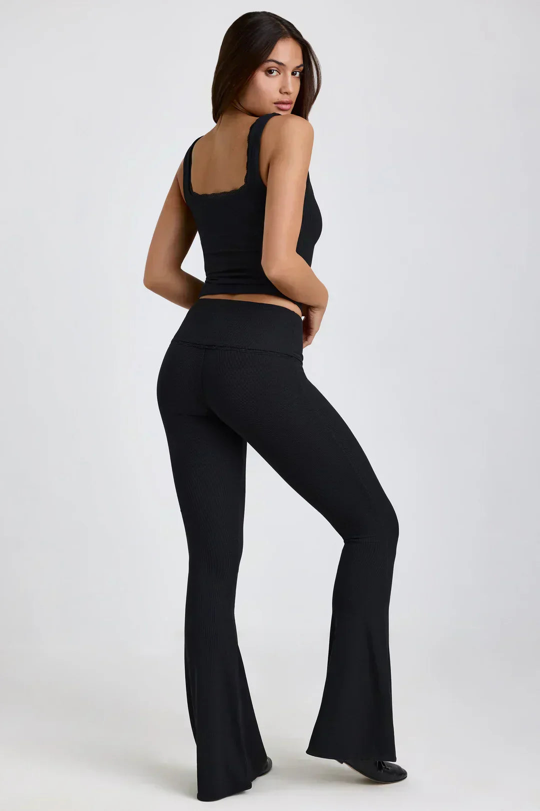 Dana® | Ribbed modal mid-rise flared top and pants