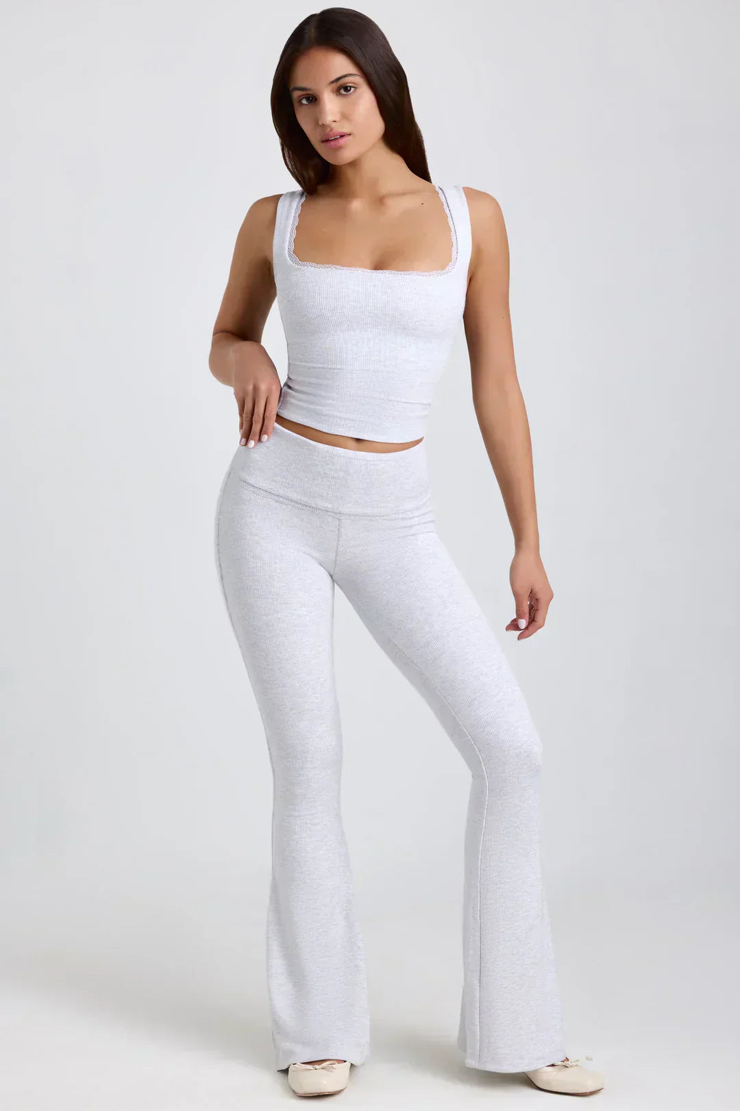 Dana® | Ribbed modal mid-rise flared top and pants