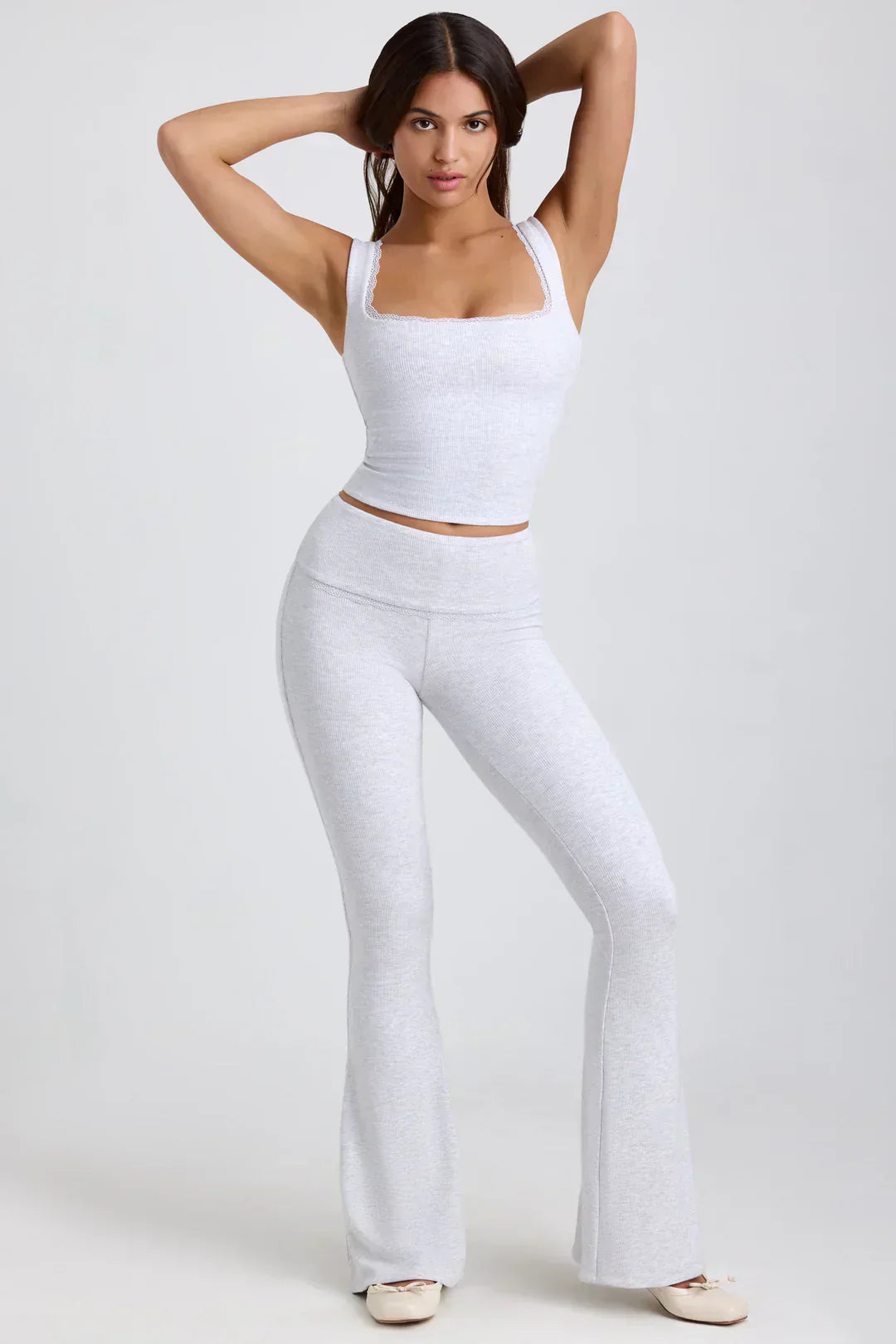 Dana® | Ribbed modal mid-rise flared top and pants