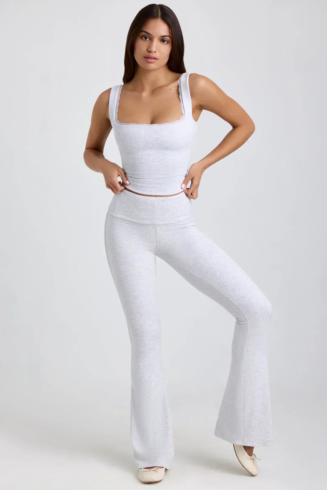 Dana® | Ribbed modal mid-rise flared top and pants