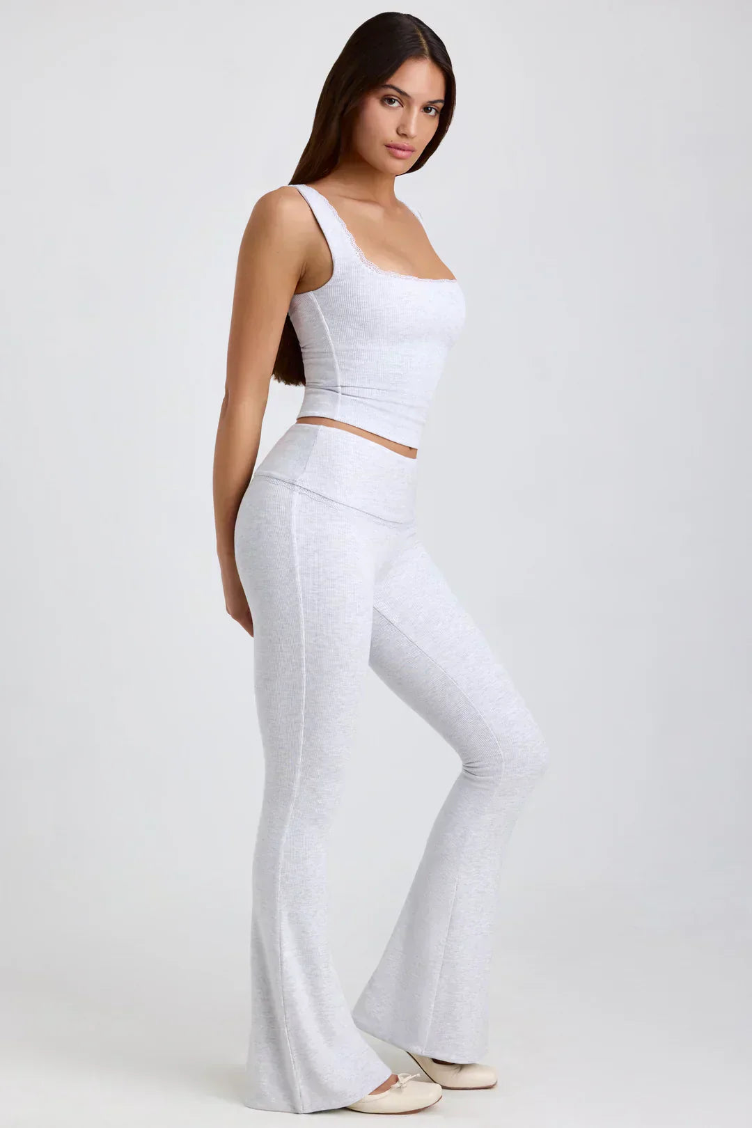 Dana® | Ribbed modal mid-rise flared top and pants