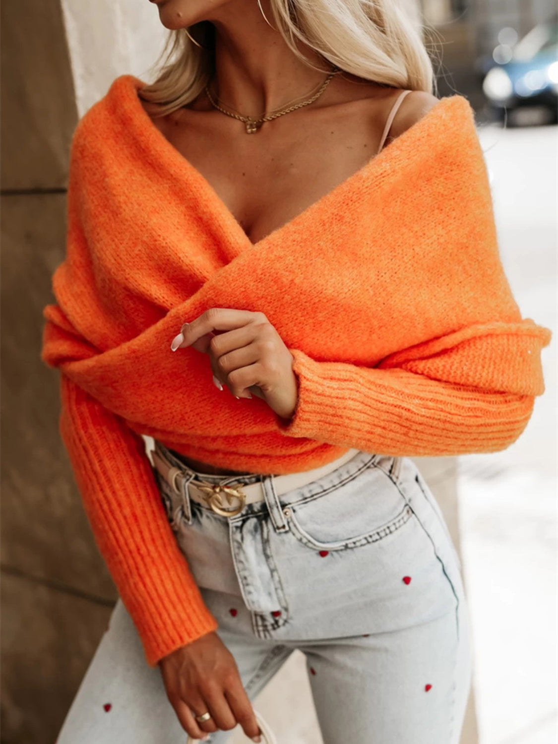 Andrea® | Long sleeve cropped knit top