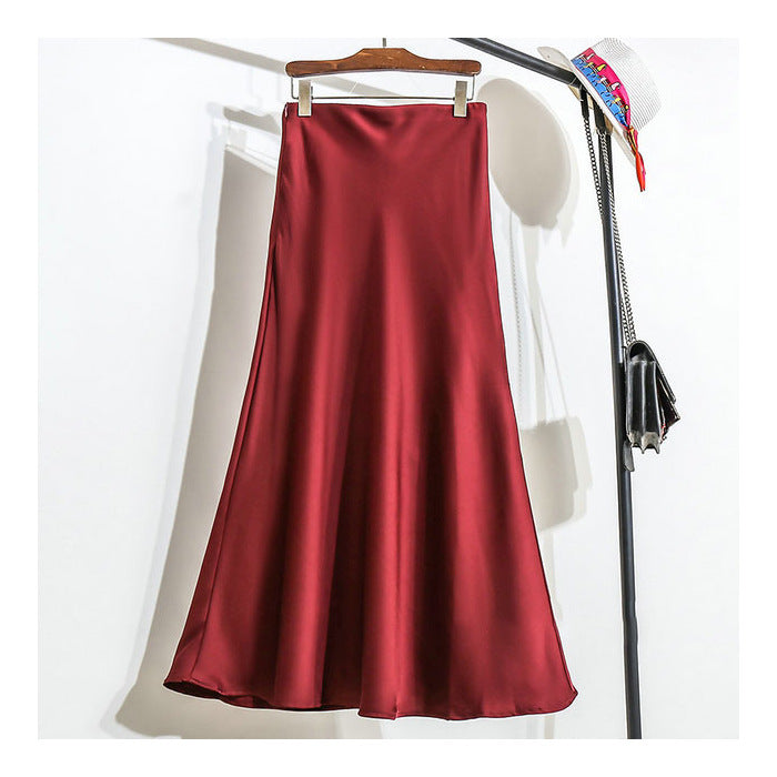 Coralie® | Trendy striped satin A-line skirt for women