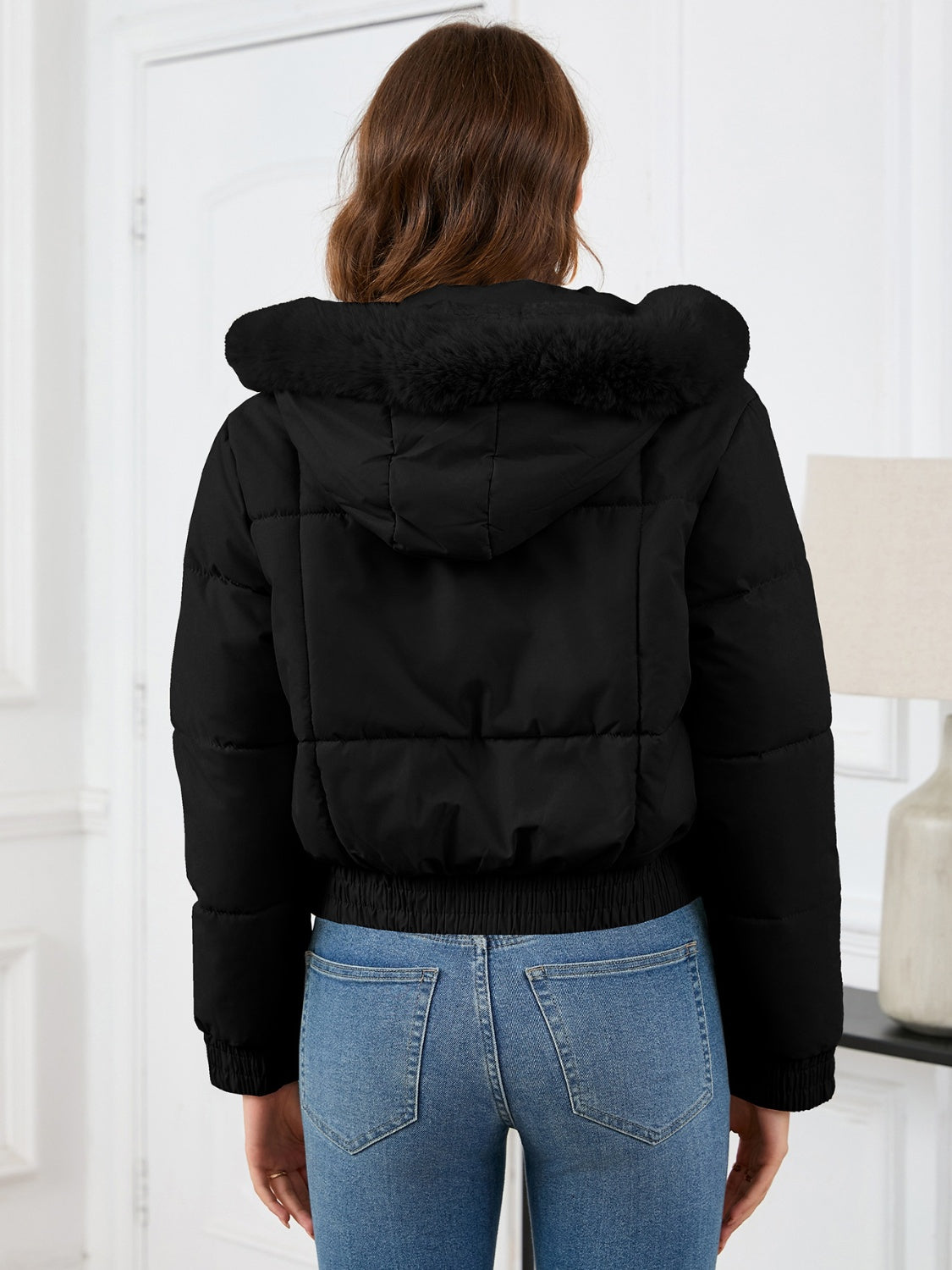 Eleonora® | Long-sleeved, cropped winter coat with hood and pockets