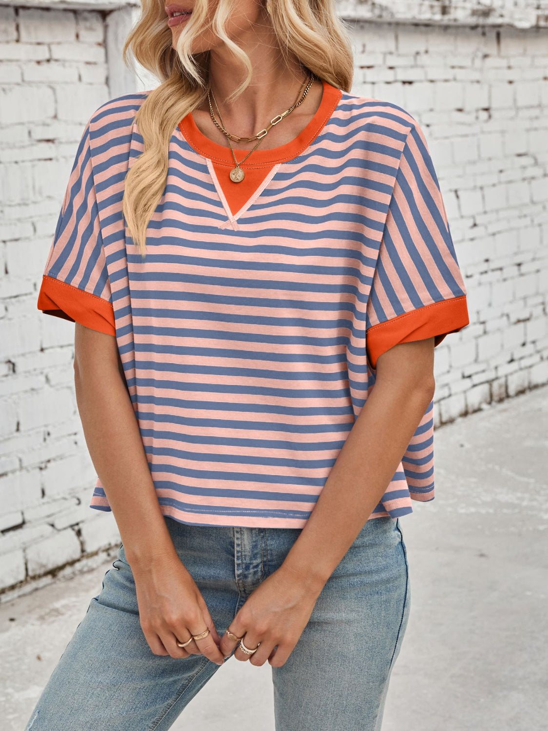 Dolores® | Striped short-sleeved crew-neck t-shirt