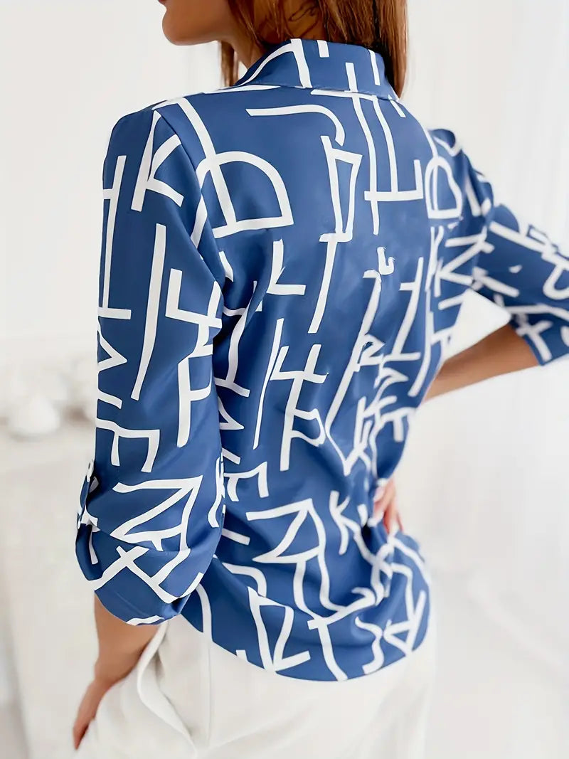 Benigna® | Stylish Printed Blouse With A V Neck For Spring