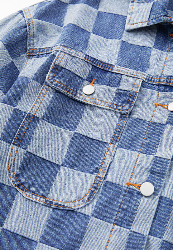 Alicia® | Checked denim jacket with buttons