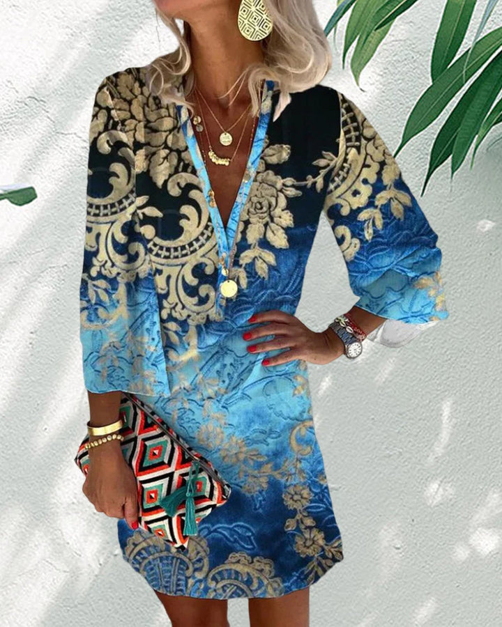Alejandra® | Long-Sleeved Dress With Boho Print