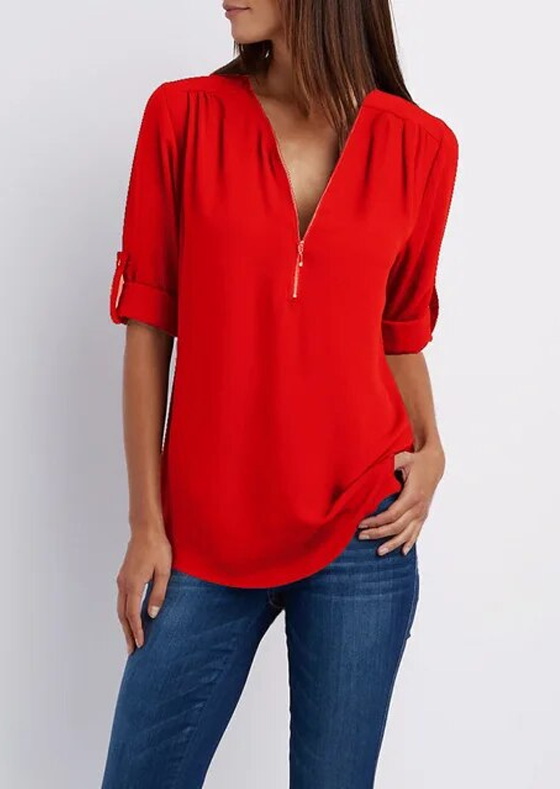 Breanna® | Chiffon Blouse With Zipper