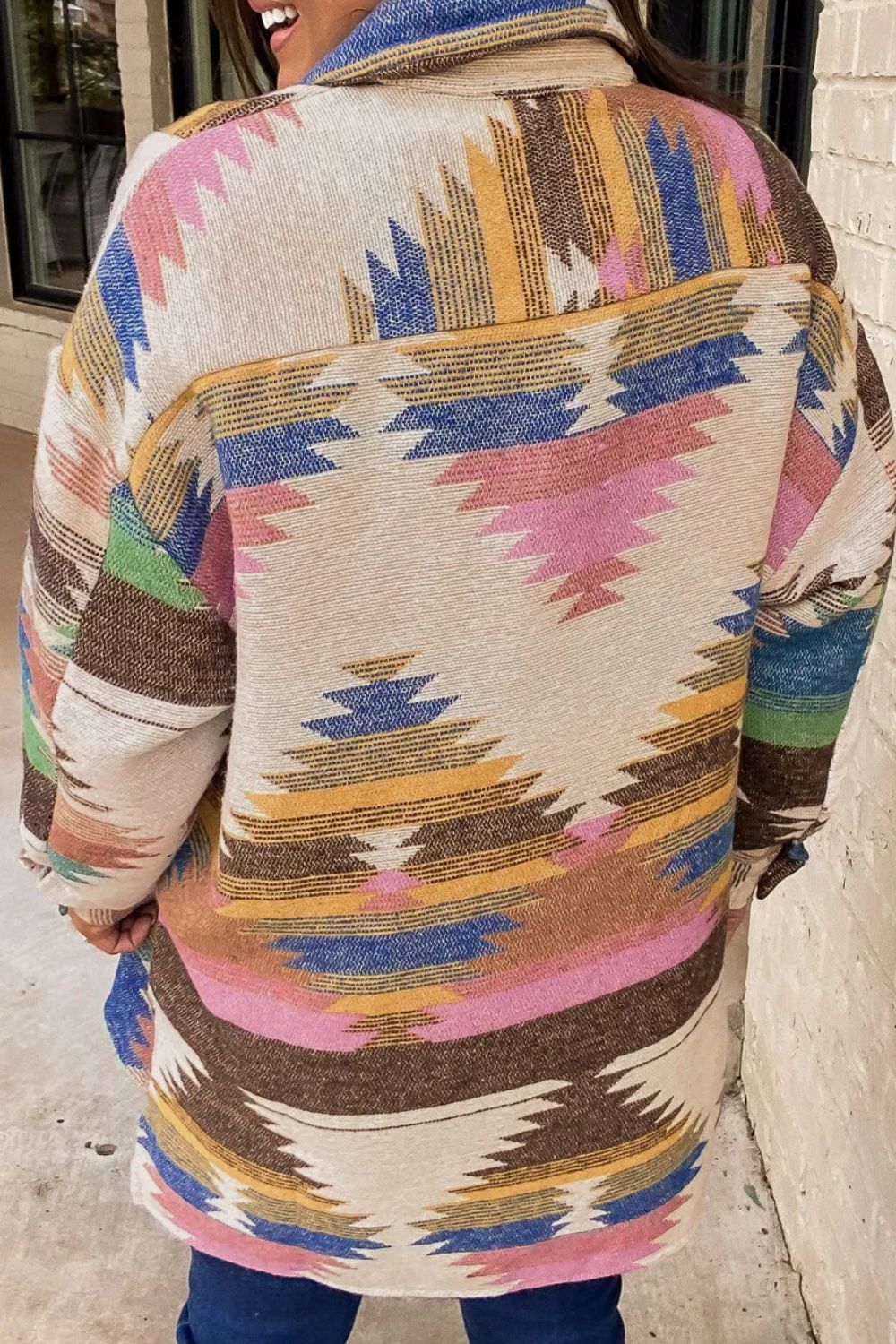 Avelina® | Printed button-down long sleeve jacket