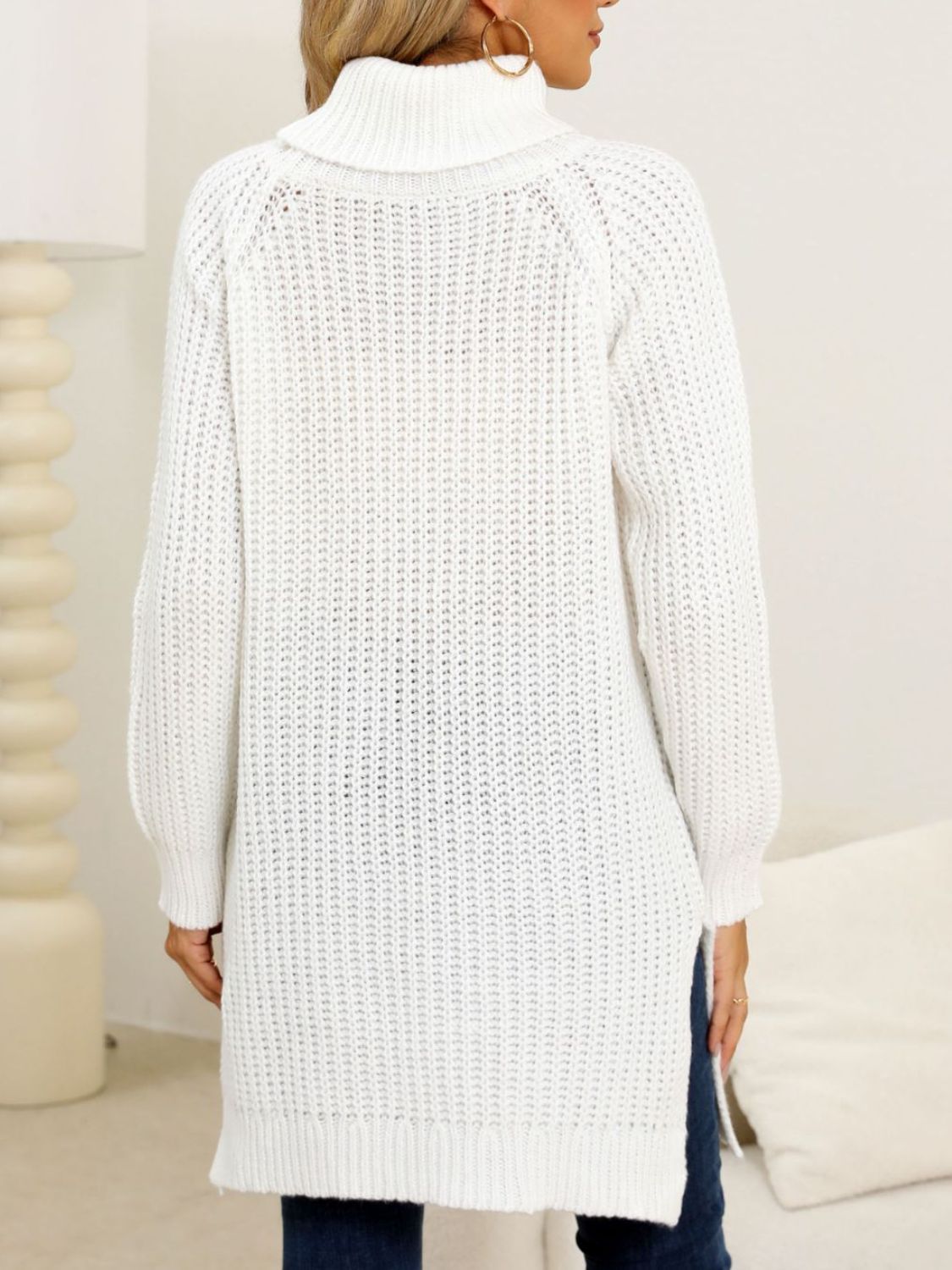 Anke® | Turtleneck sweater with slit and long sleeves