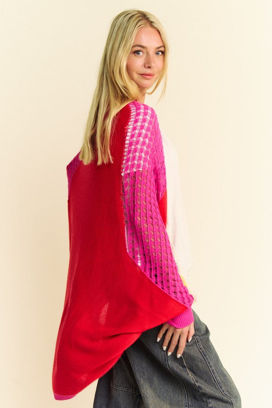 Agustina® | Openwork, contrasting cardigan with an open front