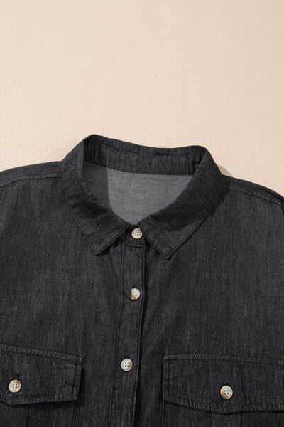 Carla® | Long sleeve denim top with pockets and collar