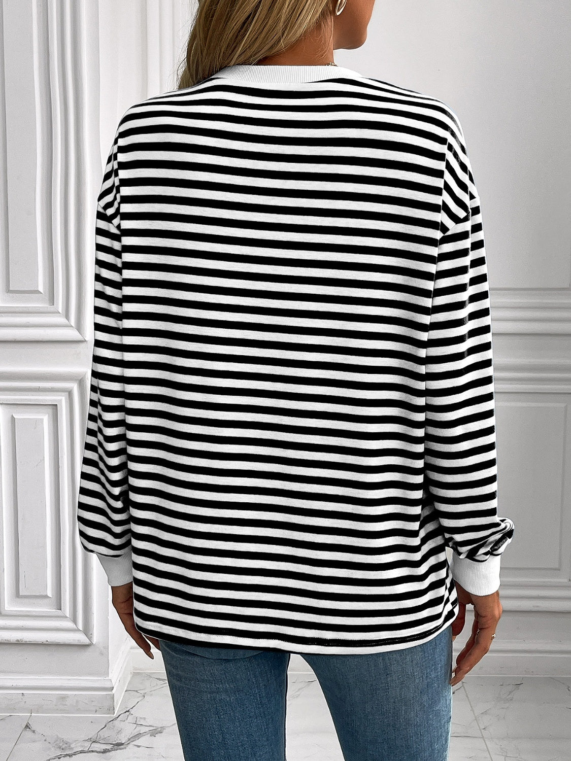 Constance® | Ivy Lane striped long sleeve crew neck sweatshirt