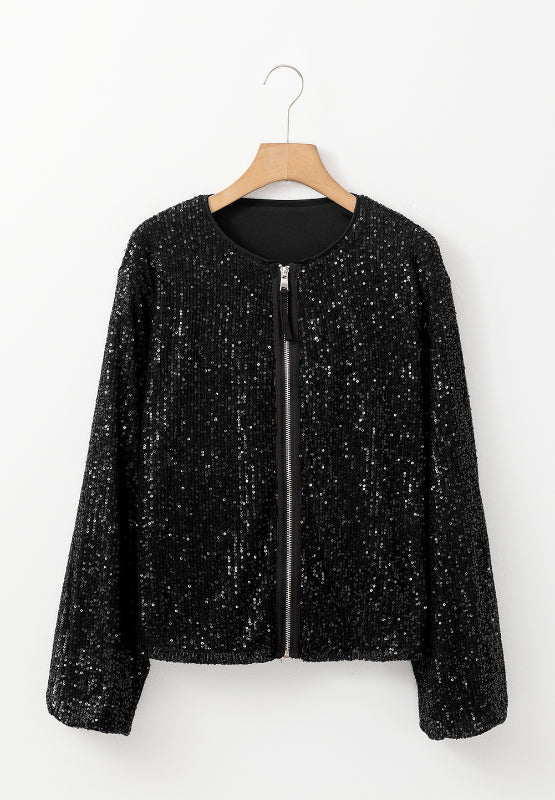 Elisa | Long sleeve jacket with sequins and zip