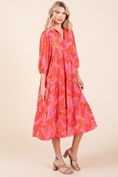 Alma® | Tiered printed collared midi dress