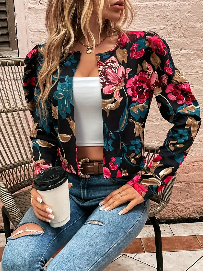Audrey® | Floral Open Front Jacket