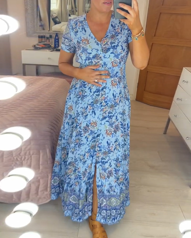 Cristina® | Floral print V-neck dress