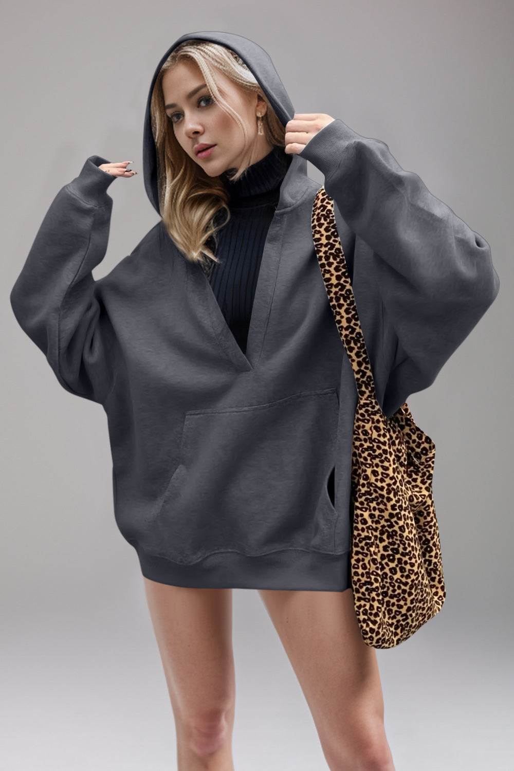 Bernadette® | Basic Bae Air Scuba long sleeve hoodie with kangaroo pocket