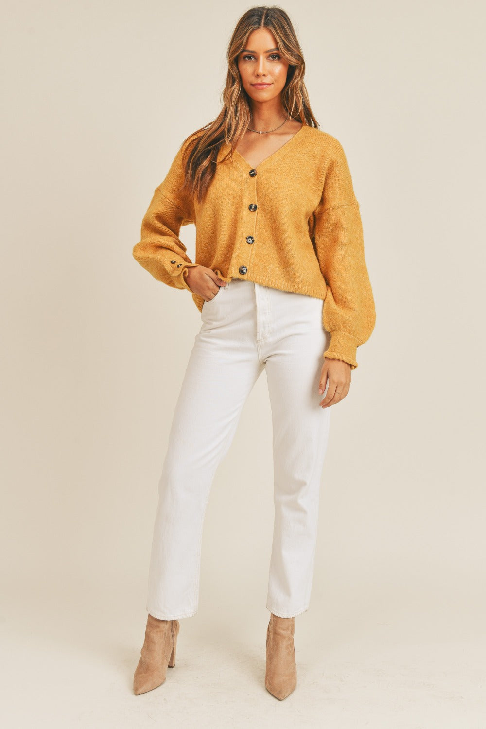 Angela® | MABLE long-sleeved cardigan with button placket