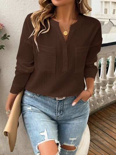 Carina® | Long sleeve blouse with pockets and notches
