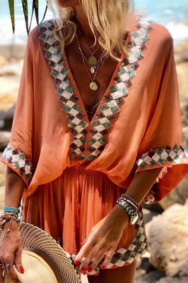 Camila® | Bohemian beach print kimono romper