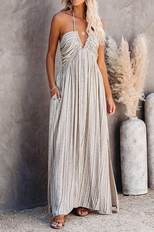 Amparo® | Sexy Renesmae halterneck maxi dress with pockets