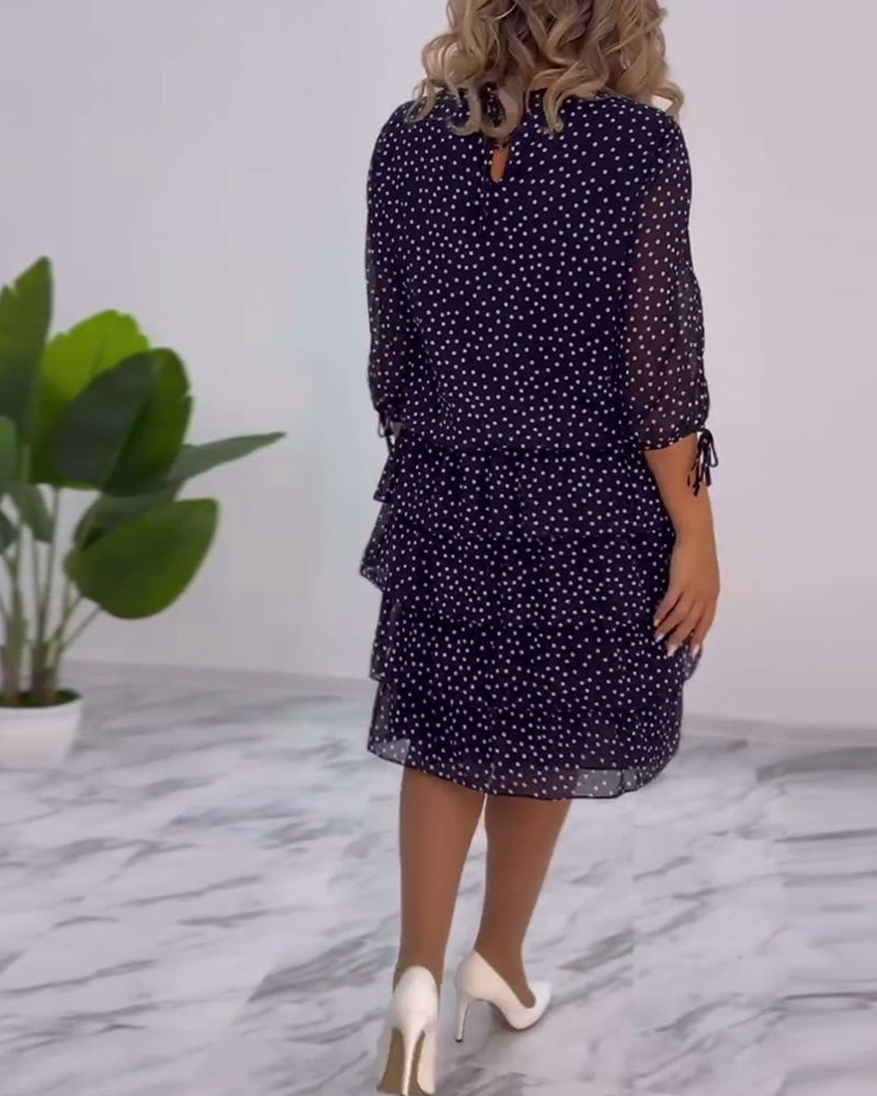 Adriela® | Elegant Polka Dot Layered Dress