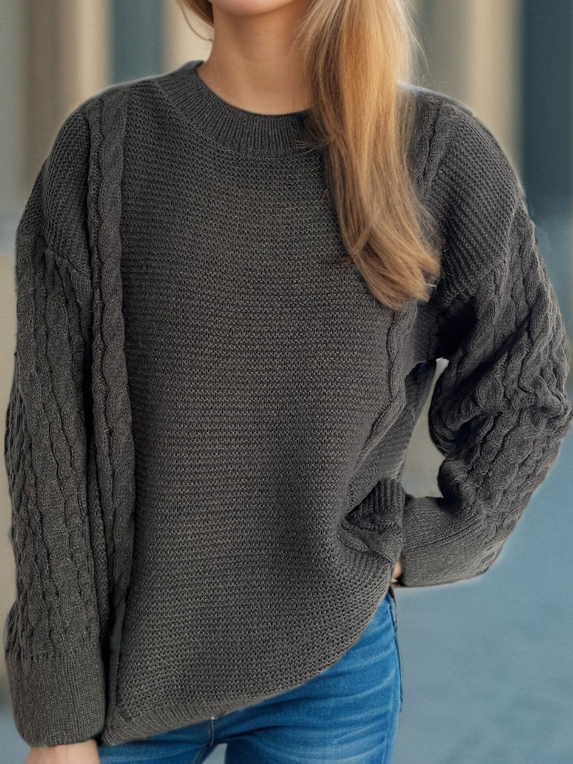 Celeste® | Long-sleeved cable-knit sweater with a crew neck