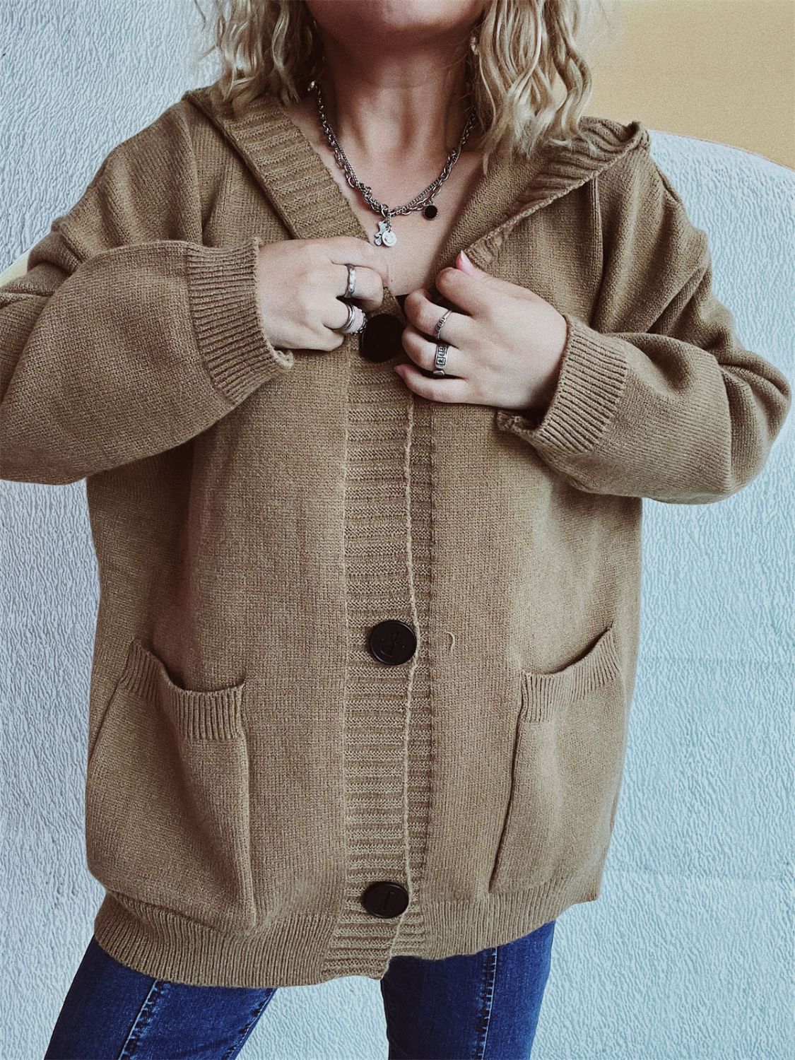Beatrice® | Long-sleeved cardigan with hood and dropped shoulders