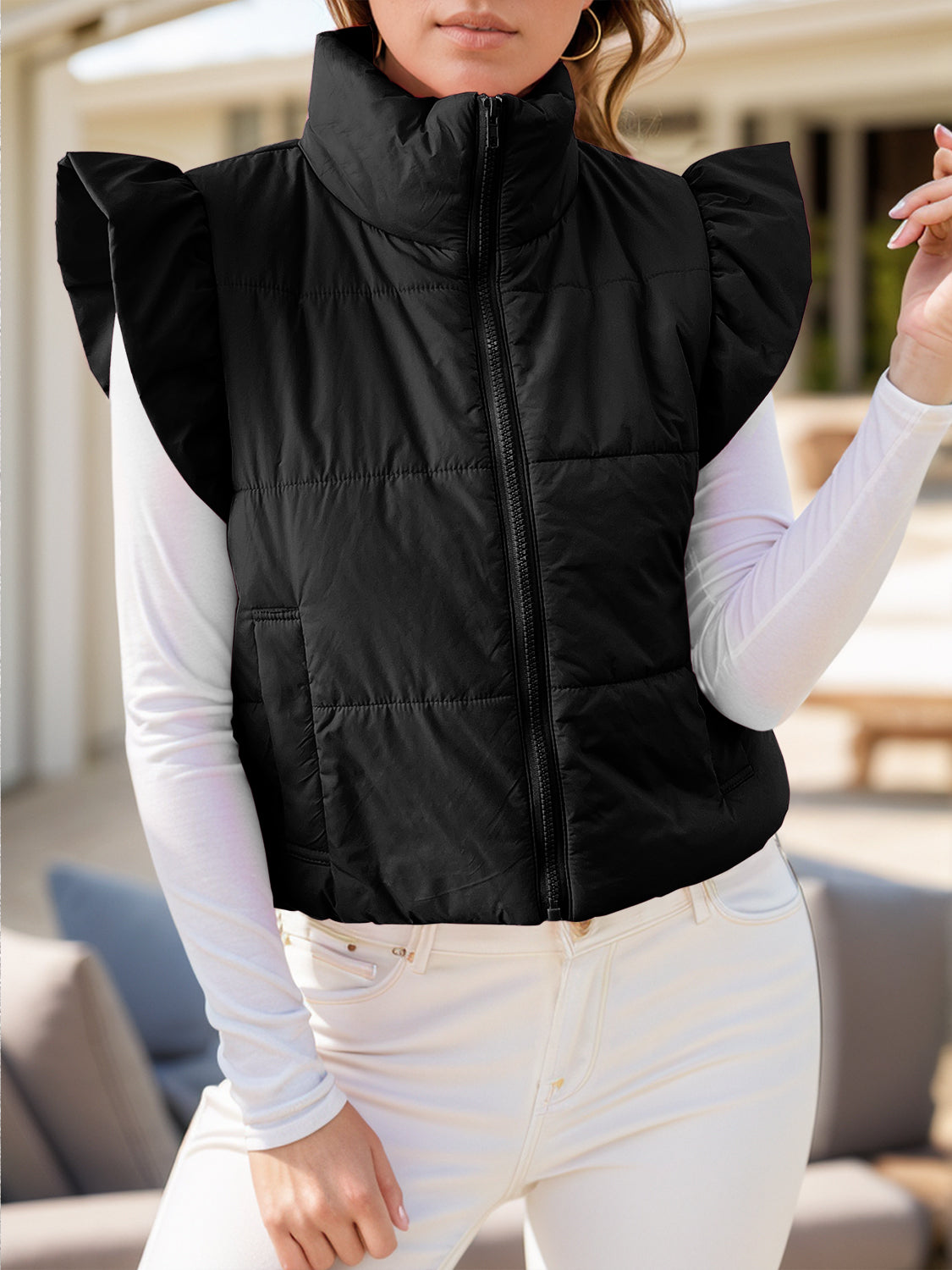 Anita® | Zip-up jacket with cap sleeves and pockets