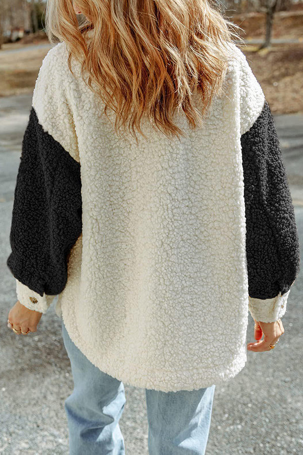 Daniela® | Autumn and winter long-sleeved double-pocket color-block loose fur coat