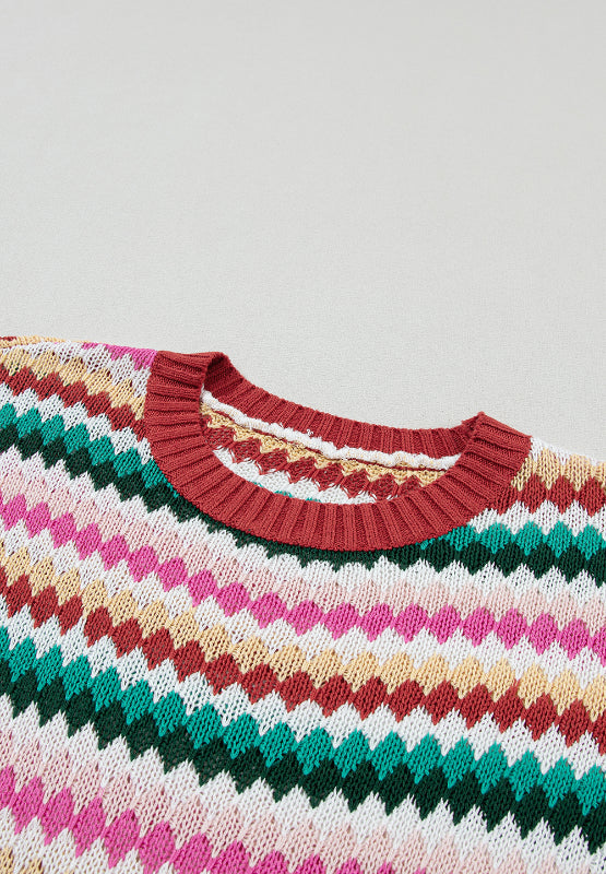 Delia® | Contrast short sleeve sweater with a crew neck