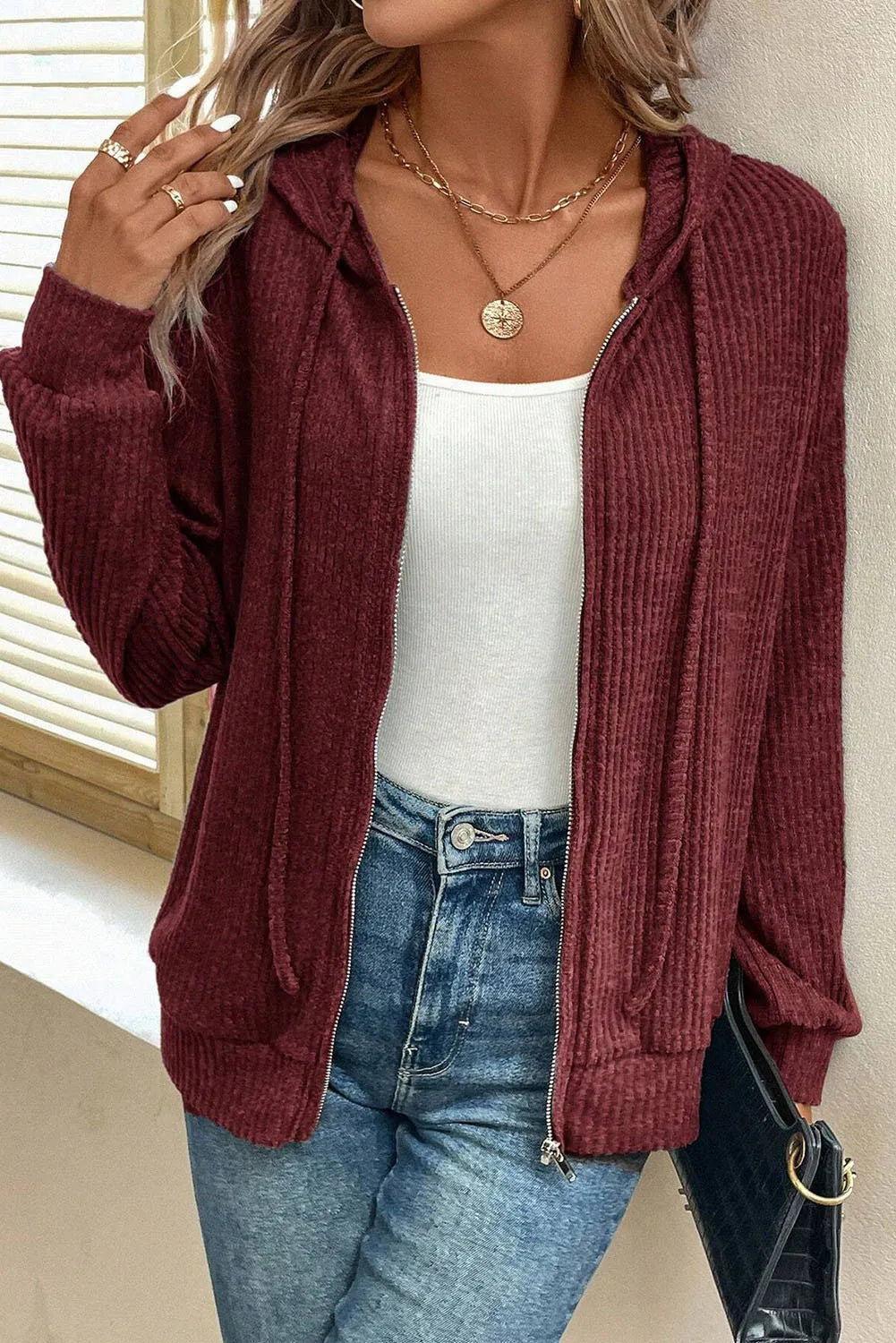 Bernadette® | Long sleeve hooded jacket with drawstring and zip fastening